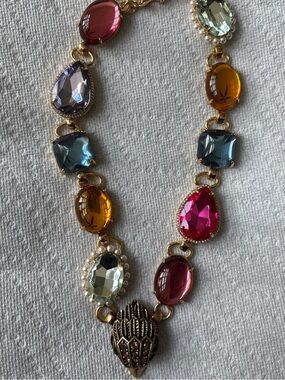Kurt Gieger Belgravia Necklace comprises large pastel crystals antiqued brass NW